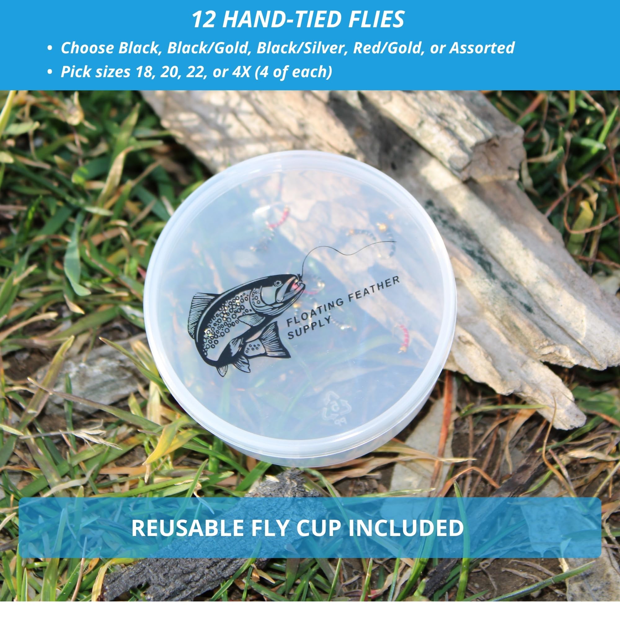 Confezione da 12 esche per pesca a mosca con perline in tungsteno, per pesca alla trota, legate a mano, misure 18-22, nero, rosso, argento, oro, Euro Nymphing, per pesca invernale