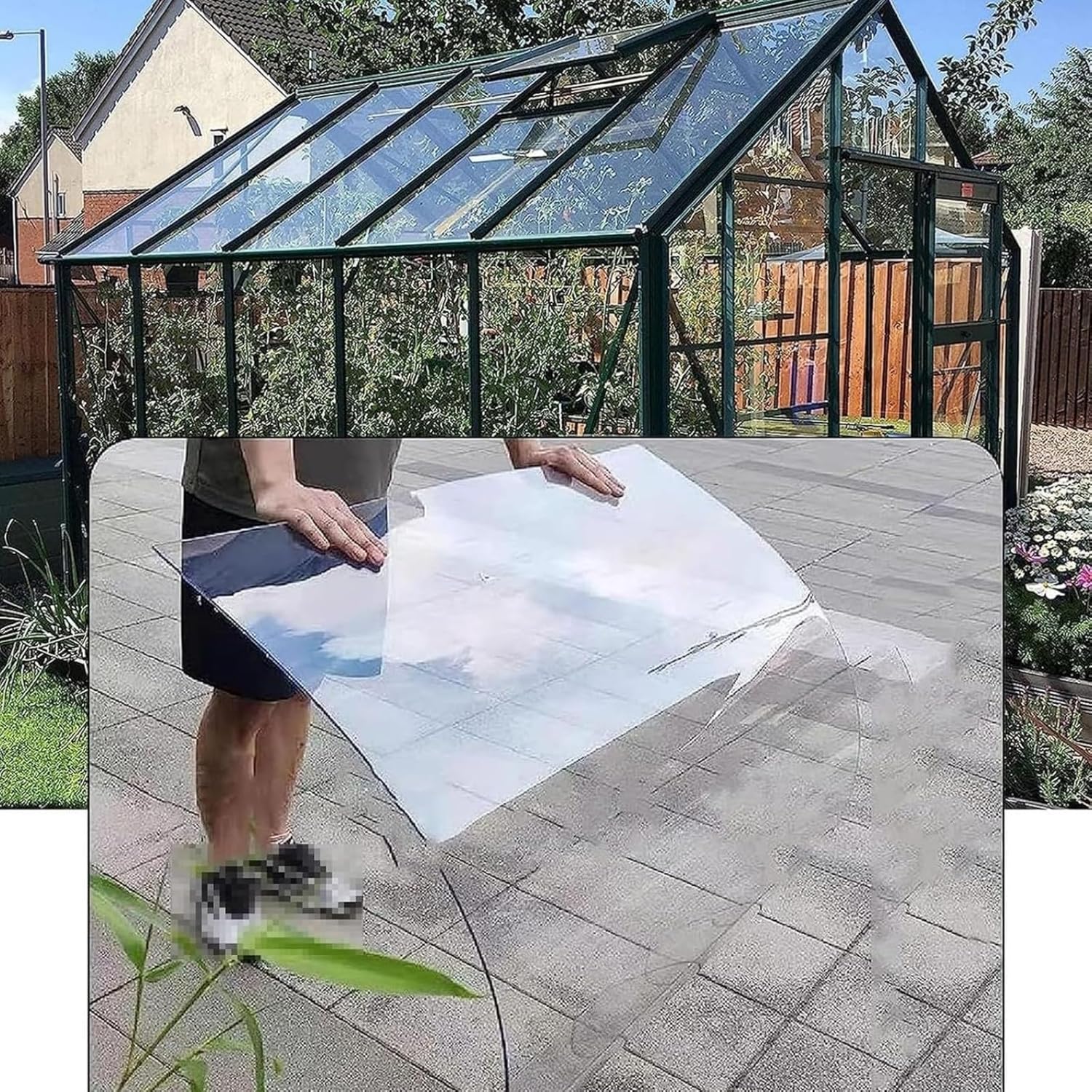Roof Cladding Panel,2/2.6/3.3/4/5.1/6FT Daylighting Panels,Roofing Sheet,Sun Protection Heat-Insulating Panels,for Greenhouse Canopy Carport(1.5x3m/5.1x9.8ft)