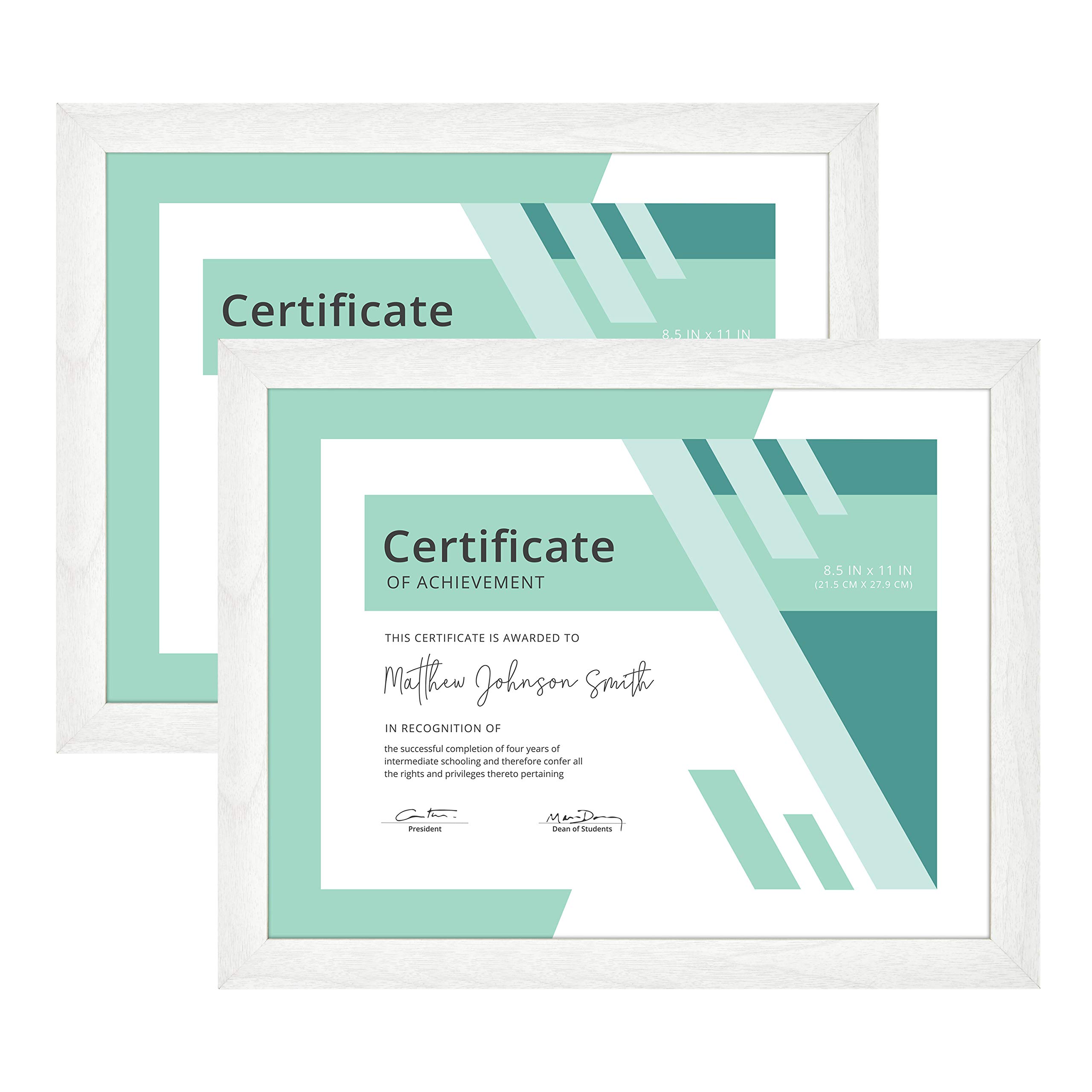 Cadres porte-documents 21,6 x 27,9 cm lot de 2 MCS Gallery grain de bois blanc pour diplôme