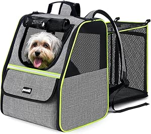 Pecute Cat Backpack Carrier, Expandable Cat Backpack for Cats Dogs up to 11 lbs, Pet Travel Backpack for Small Dogs Medium Cats, Cat Carrier with Ventilated Mesh, Safety Leash, Hiking Outdoor, Grey​