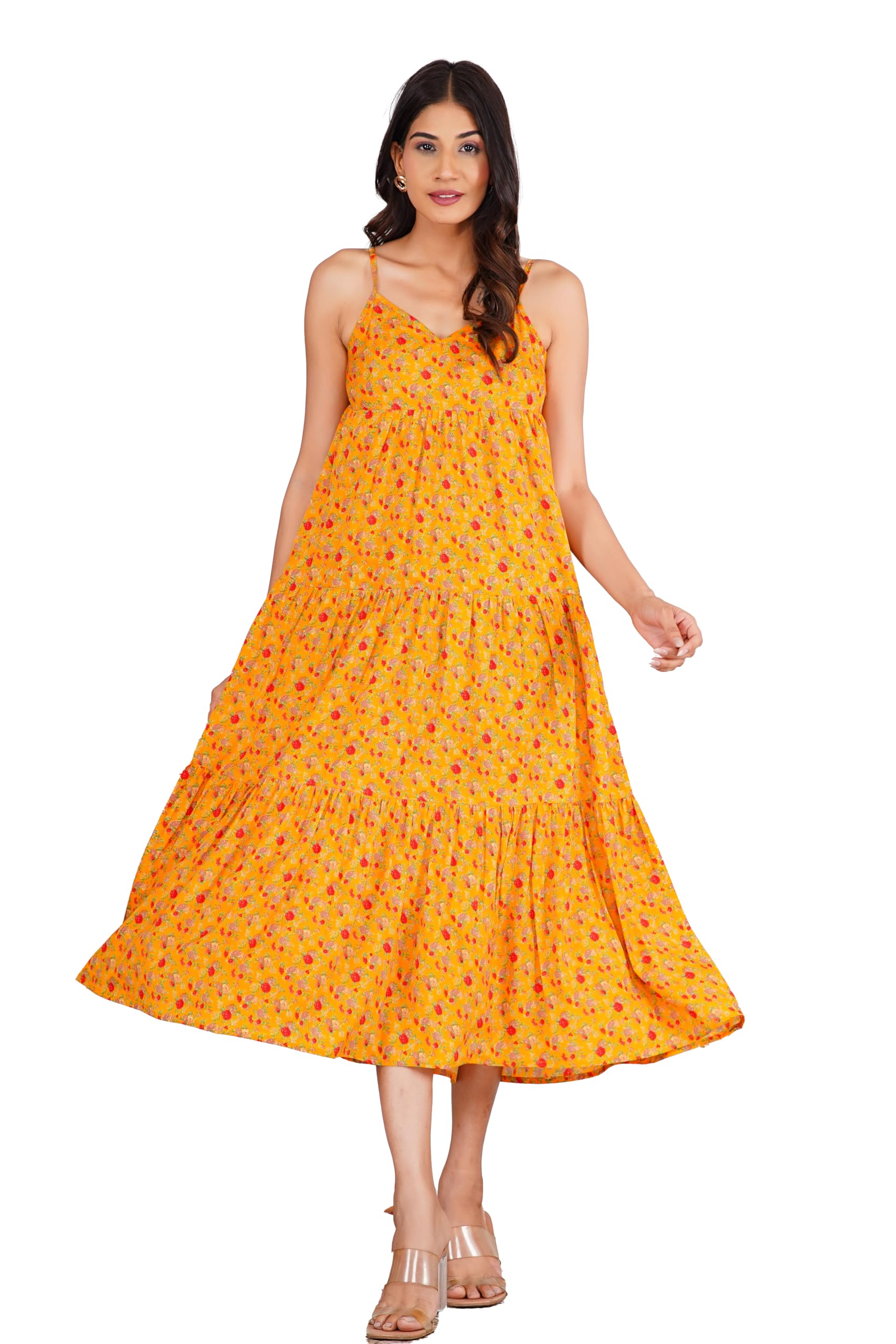 Robe jaune fleurie Elizabeth design raffiné et coupe longue d'exception - 8