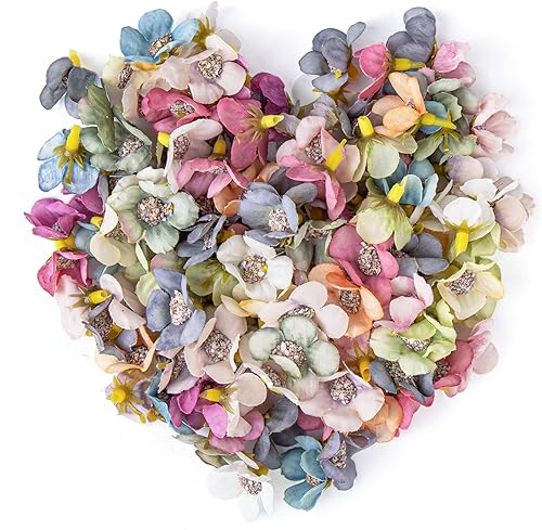 Framendino, Paquete de 50 cabezas de flores sintéticas, mini cabezas de flores artificiales de seda, margaritas, cabezas de flores pequeñas,