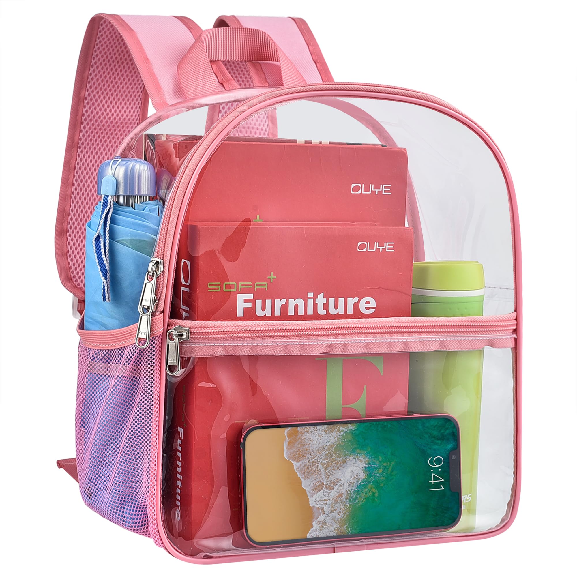 Paxiland Clear Backpack Stadium Approved 12×12×6 with Reinforced and Wider Shoulder Straps, Small Clear Bag for Schools, Concerts, Work, Festivals and