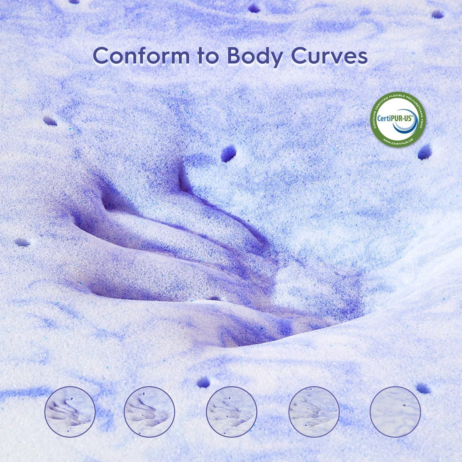 ELEMUSE 2 Inch Ventilated Design Memory Foam Cal King Size Mattress Topper,Cooling Gel Infused Swirl Foam Pad for Pressure Relief Back Pain,Bed Topper for Body Support, CertiPUR-US Certified