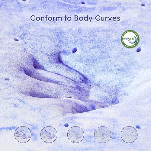Miniatura 3 de ELEMUSE Cubrecolchón de espuma viscoelástica con diseño ventilado de 3 pulgadas, tamaño individual, almohadilla de espuma de remolino con gel