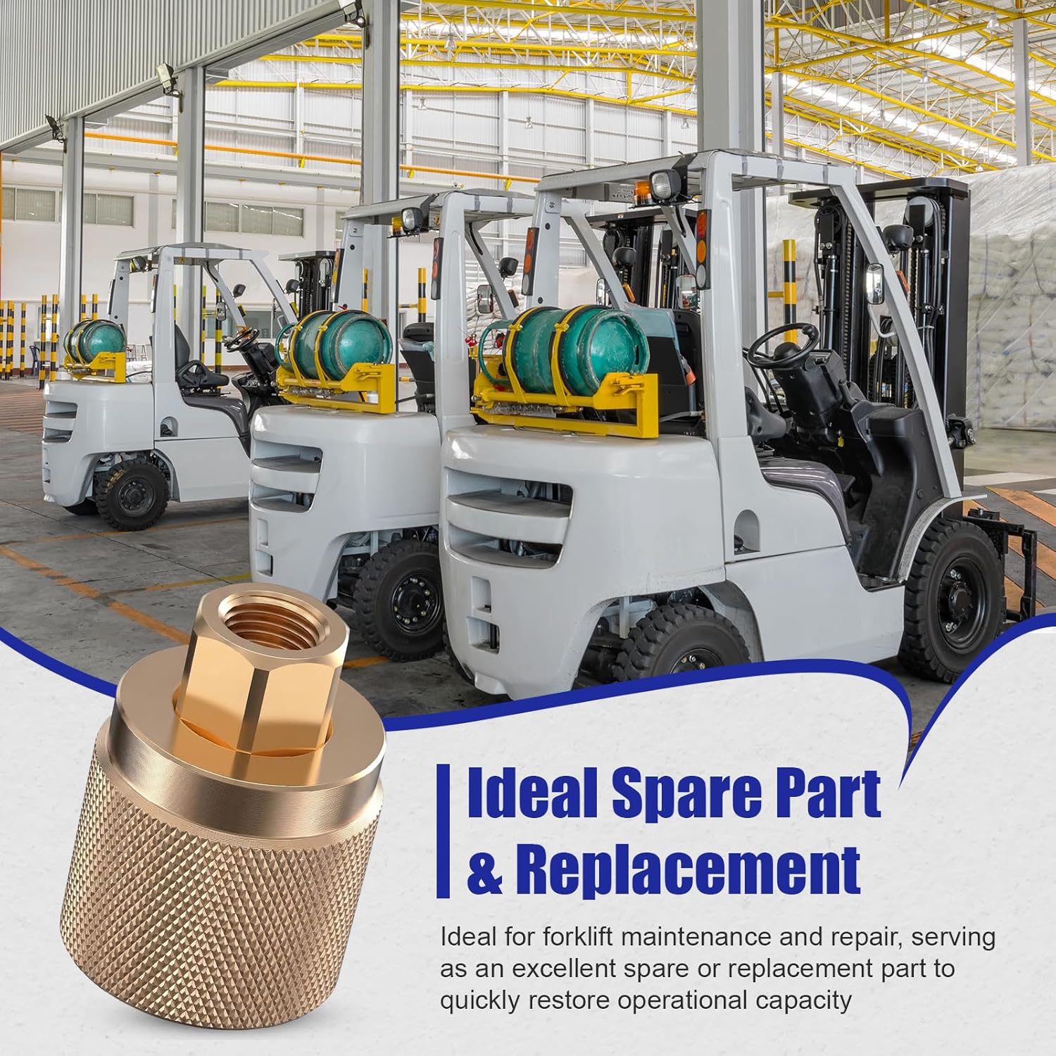 4 Pack RE7141F Forklift Connector Female – Propane Tank Connector Brass LPG Quick Connect Fitting Adapter Valve –1-1/4 Inch Inlet X 1/4 Inch NPT Outlet with 8 Rubber O Rings