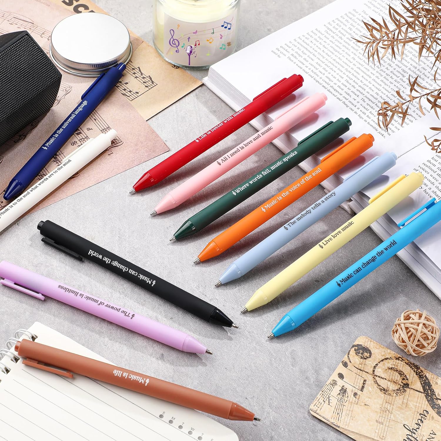 48 Pcs Ballpoint Pens Novelty Gifts 12 Style Smooth Writing Pens for Teacher Gifts (Music) - Image 7
