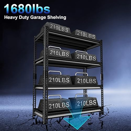 Miniatura 7 de Estantes de almacenamiento de garaje ajustables, estantería de garaje de 40 pulgadas de ancho, cargas resistentes, 1680 libras, estante industrial