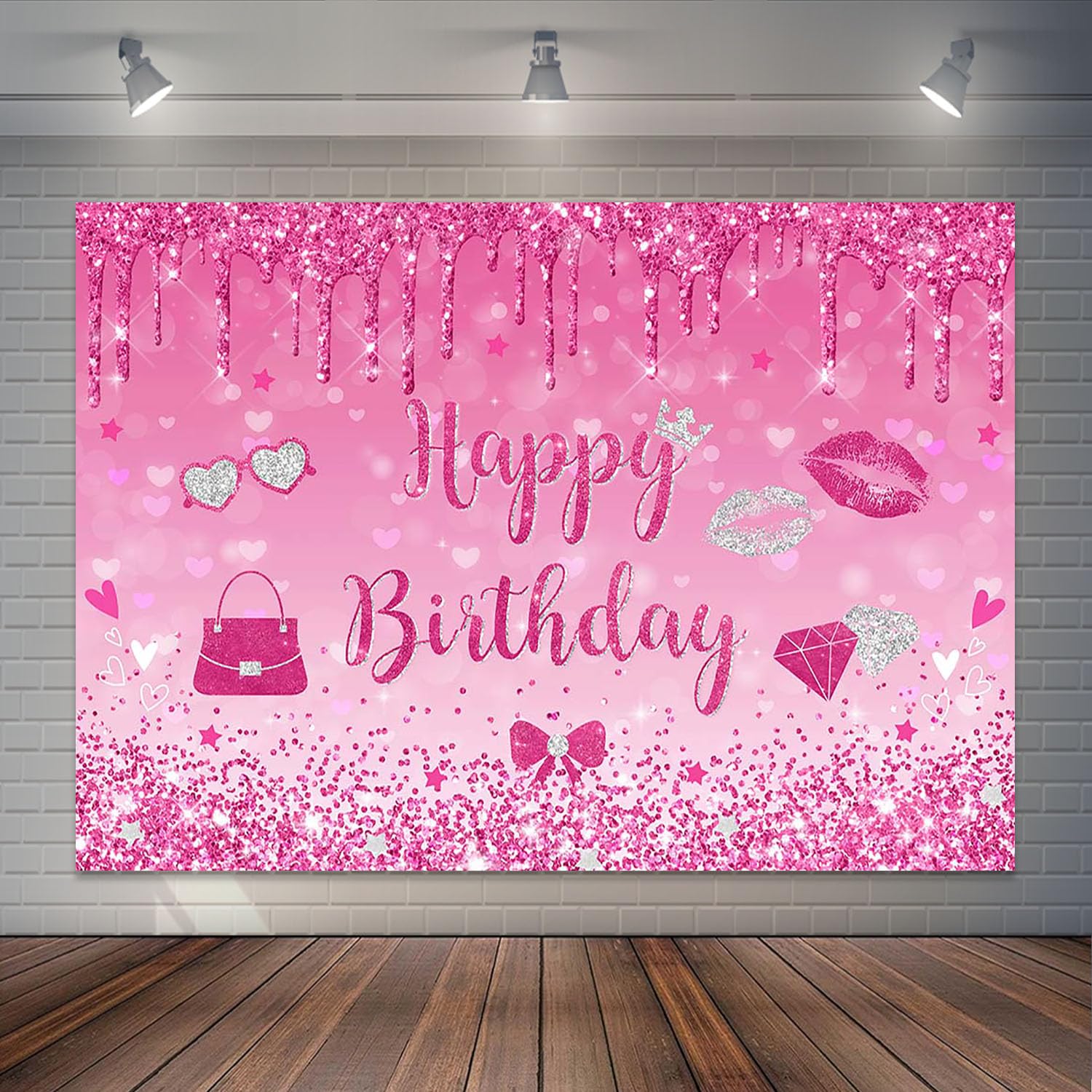 Happy Birthday Fotohintergrund 2,1x1,5 M – Knallpink Mit Blitz-Motiv, Ideal Für Mädchenpartys, Y2K-Style & Foto-Shootings