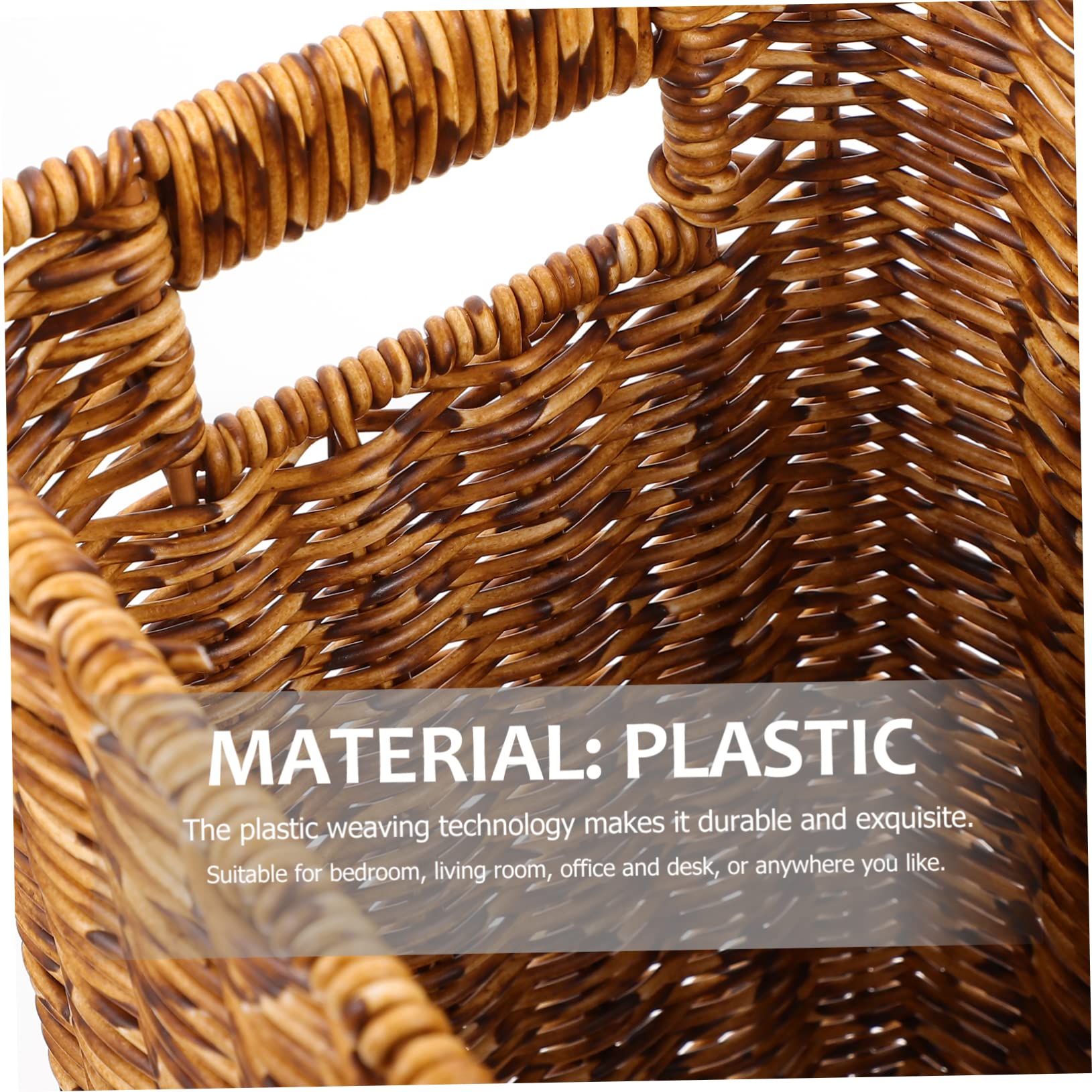 CAXUSD Elegant Woven Magazine Basket Brown Wicker Storage Baskets for Shelves