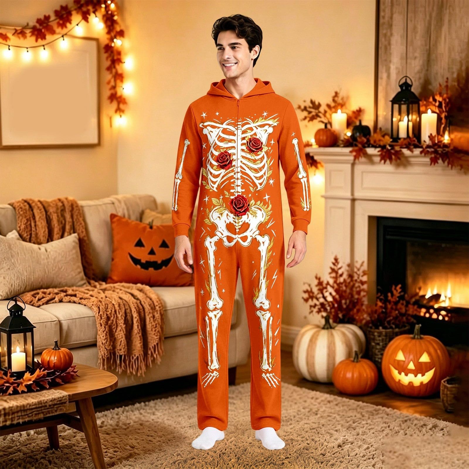 Ganzkörperanzug Damen Kostüm Lustiges Halloween Faschingskostüme Herren Lustig Cosplay Große Größen Karneval Onesie Witzige Kostüme Schlafanzug Plüsch Werwolf Erwachsene Halloween-Kostüm Für Lustige