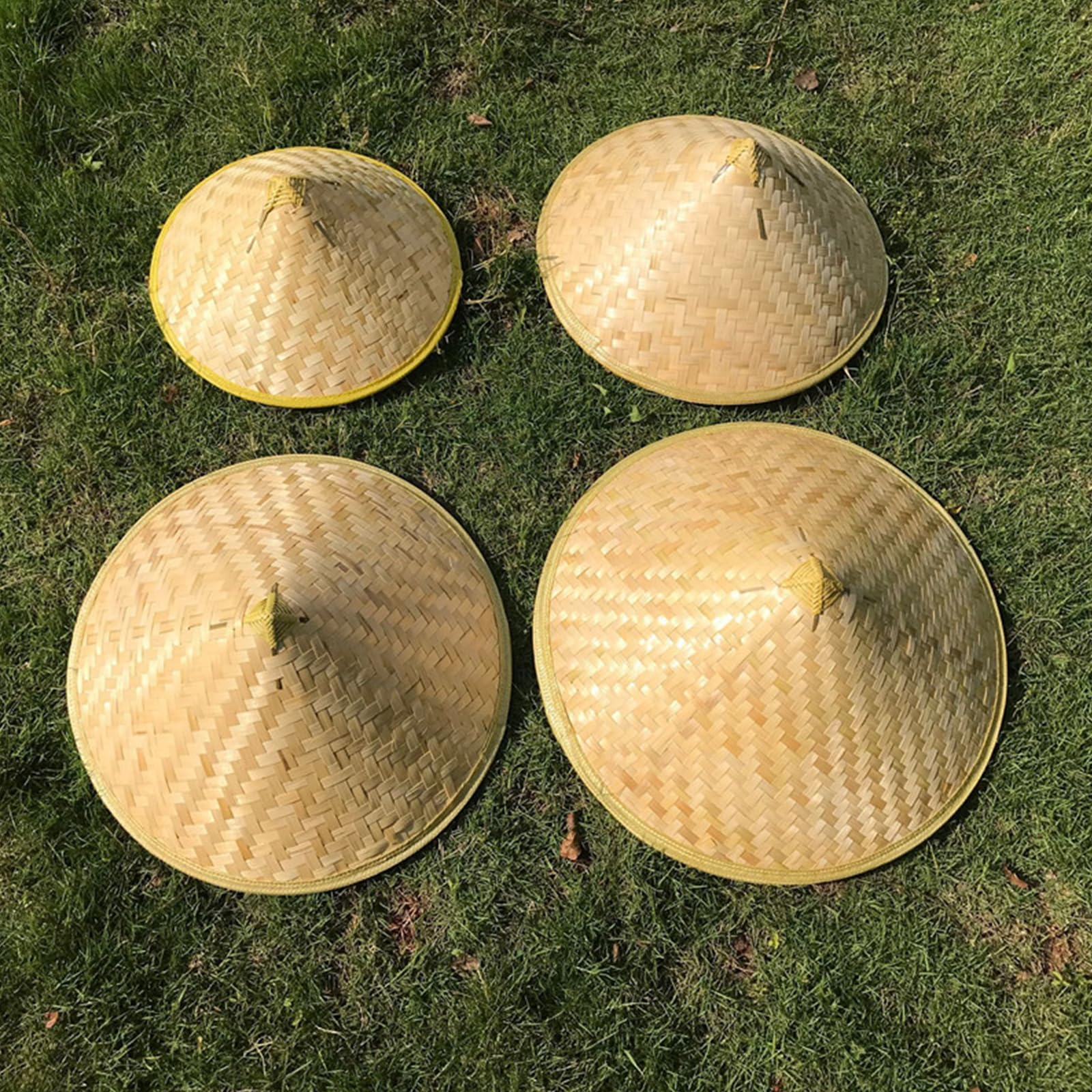 Cappello intrecciato a mano per adulti, cappello da pescatore, riso, orientale, cappellino da spiaggia, accessorio per foto, feste asiatiche, conico unico
