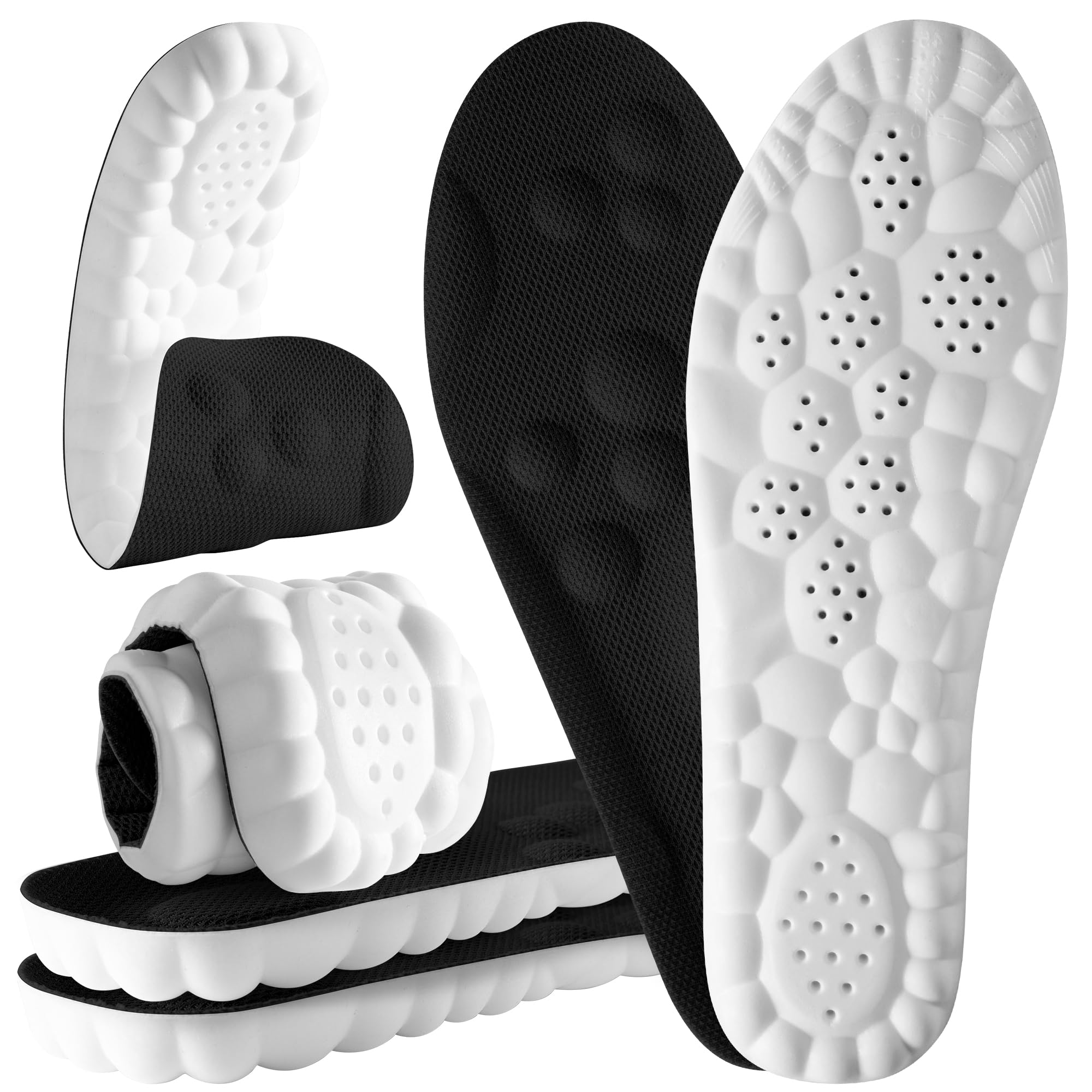 4D Cloud Steppers Insoles for Men and Women - Shock Absorption Inserts Soft Anti-Fatigue Relieve Foot Pain Memory