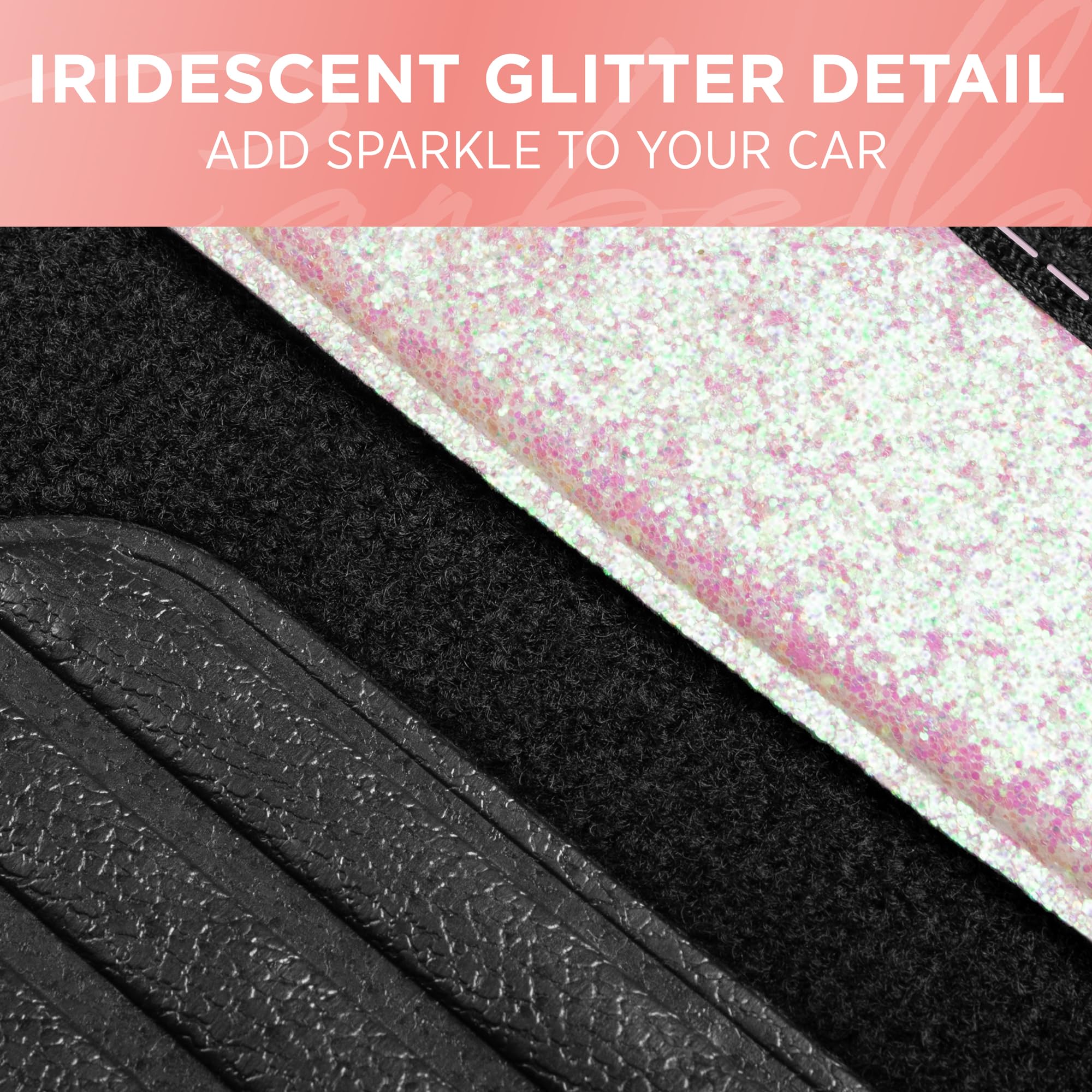 Carbella Glitter Bling Car Mats 4-Piece Set Two-Tone Shiny Carpet Car Floor Mats Stain-Resistant Floor Mats for Cars — view 2