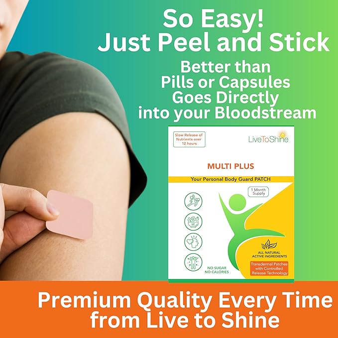 Live To Shine Multi Plus Topical Patch - USA Made - 30 Days Supply for Women and Men from
