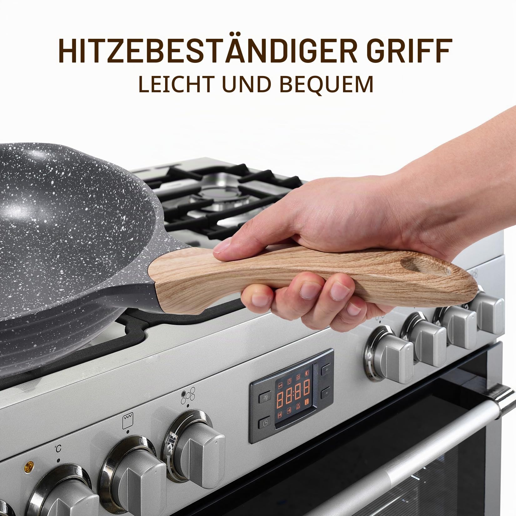 JEETEE Pfannenset 3 Teiliges, Bratpfanne set 20cm 24cm 28cm, Induktion Geeignet,Aus Geschmiedetem Aluminium mit Antihaftbeschichtung, für alle Herdarten,PFOA-frei(Grau)
