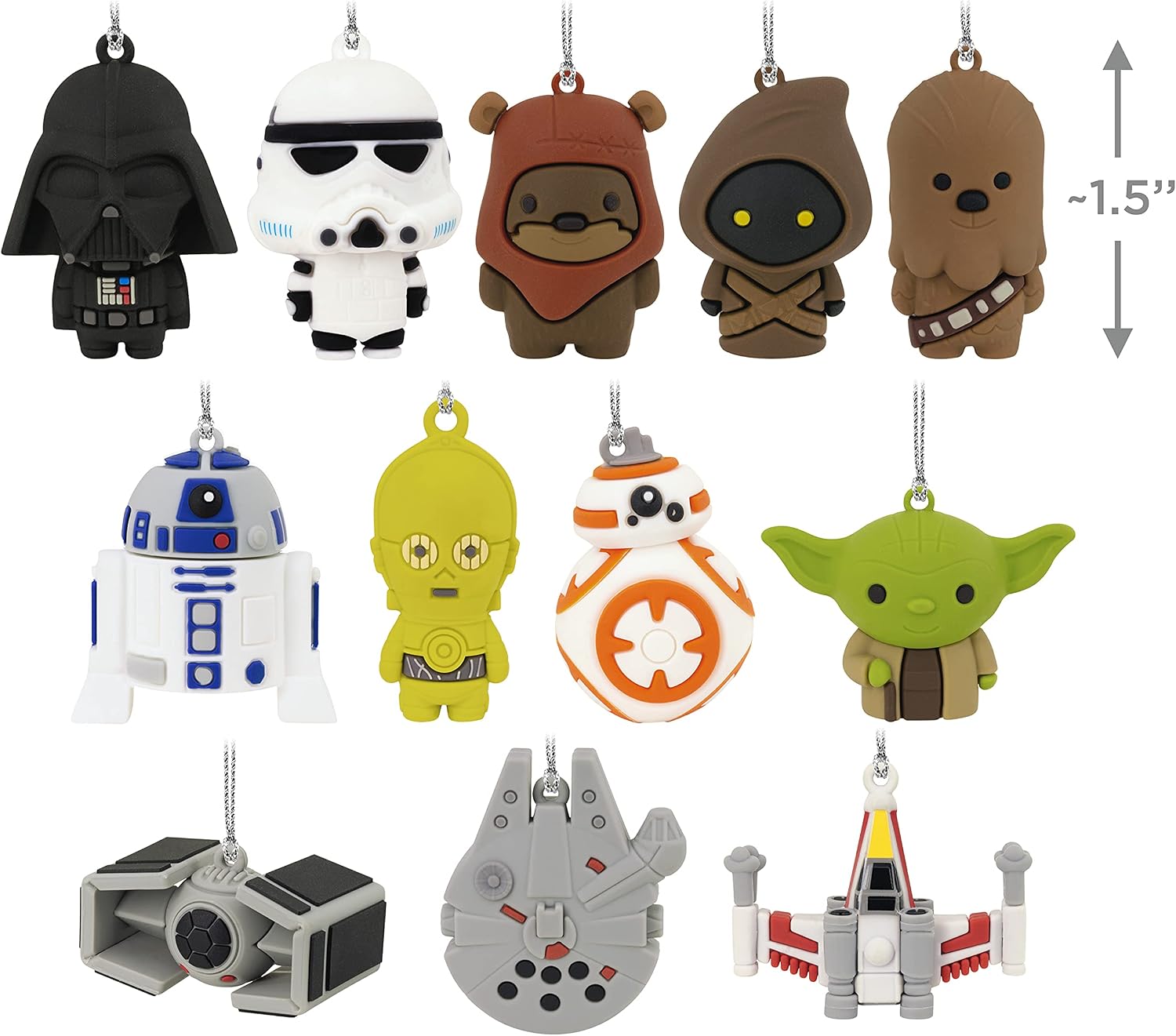 Hallmark Star Wars Countdown Calendar Miniature Christmas Tree Set with 12 Mini Ornaments, May The 4th Be with You