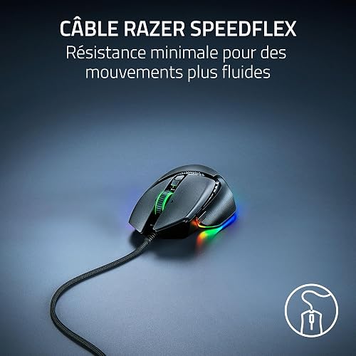 Razer Basilisk V3 35K - Fully Customizable Ergonomic Wired Gaming Mouse - Focus Pro 35K Optical Sensor (HyperScroll Tilt Wheel, 11-Zone Chroma Lighting, Optical Mouse Switches Gen-3) Black - 9