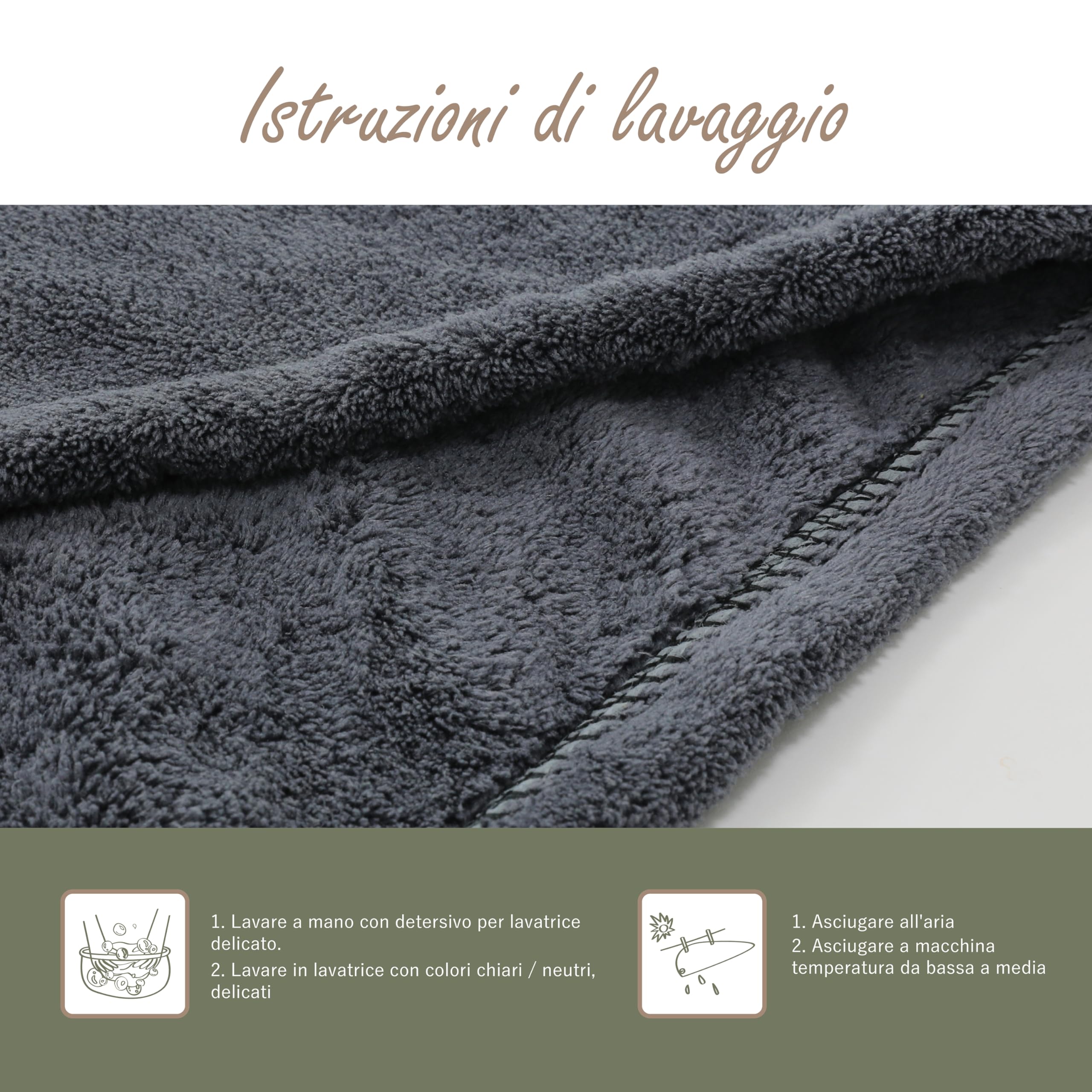 myHomeBody - Asciugamano per capelli con turbante anti-crespo, ad asciugatura rapida, ultra morbido e ad asciugatura rapida, in fibra di bambù assorbente, con pulsante di cocco – Midnight Blue