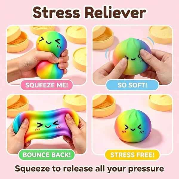 Colorful Dumpling Squishies New Mystery Glitter Squishies Dumpling with Box Stress Relief Balls Sensory Toys Desk Squeeze Toys Gift - 2