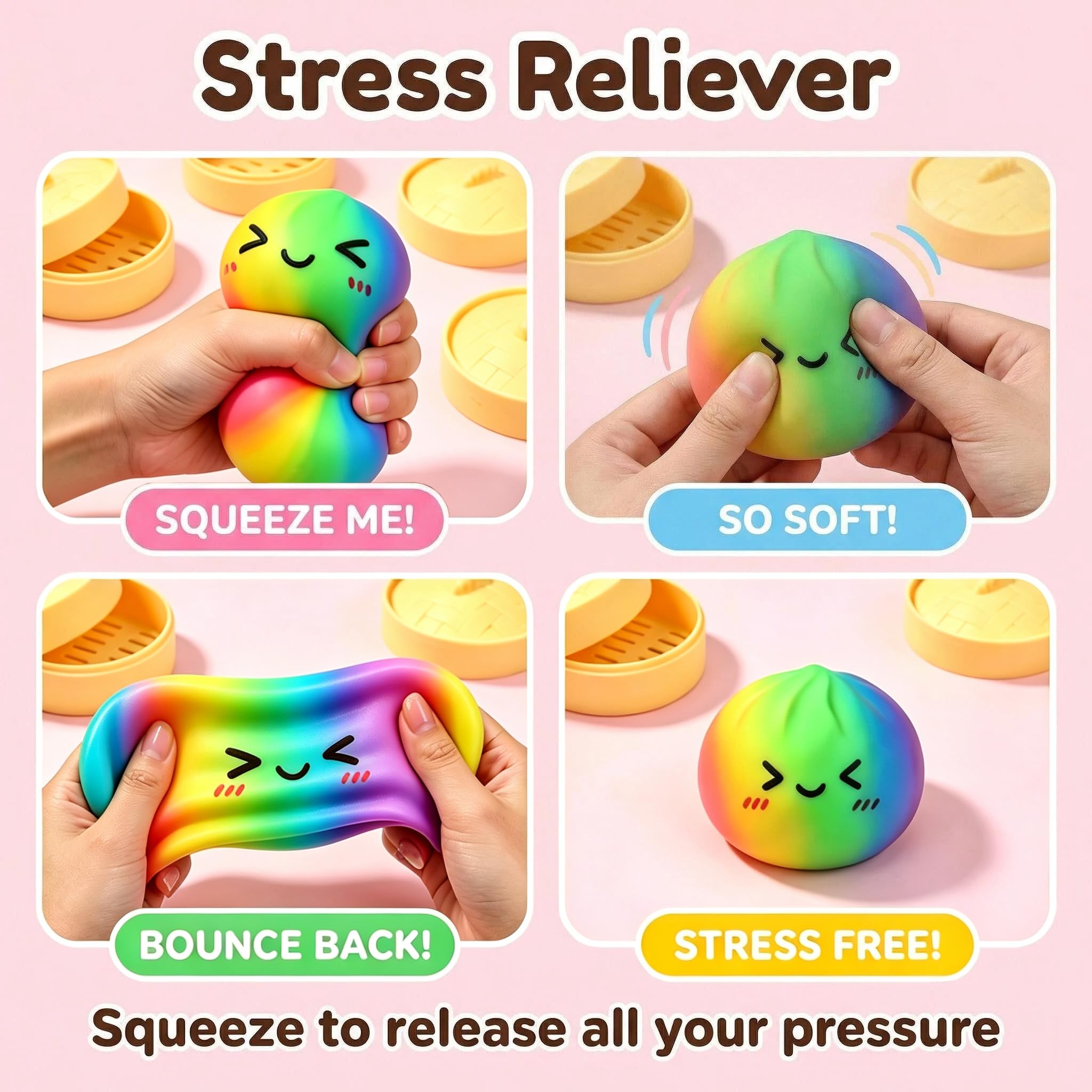 Colorful Dumpling Squishies New Mystery Glitter Squishies Dumpling with Box Stress Relief Balls Sensory Toys Desk Squeeze Toys Gift — view 2