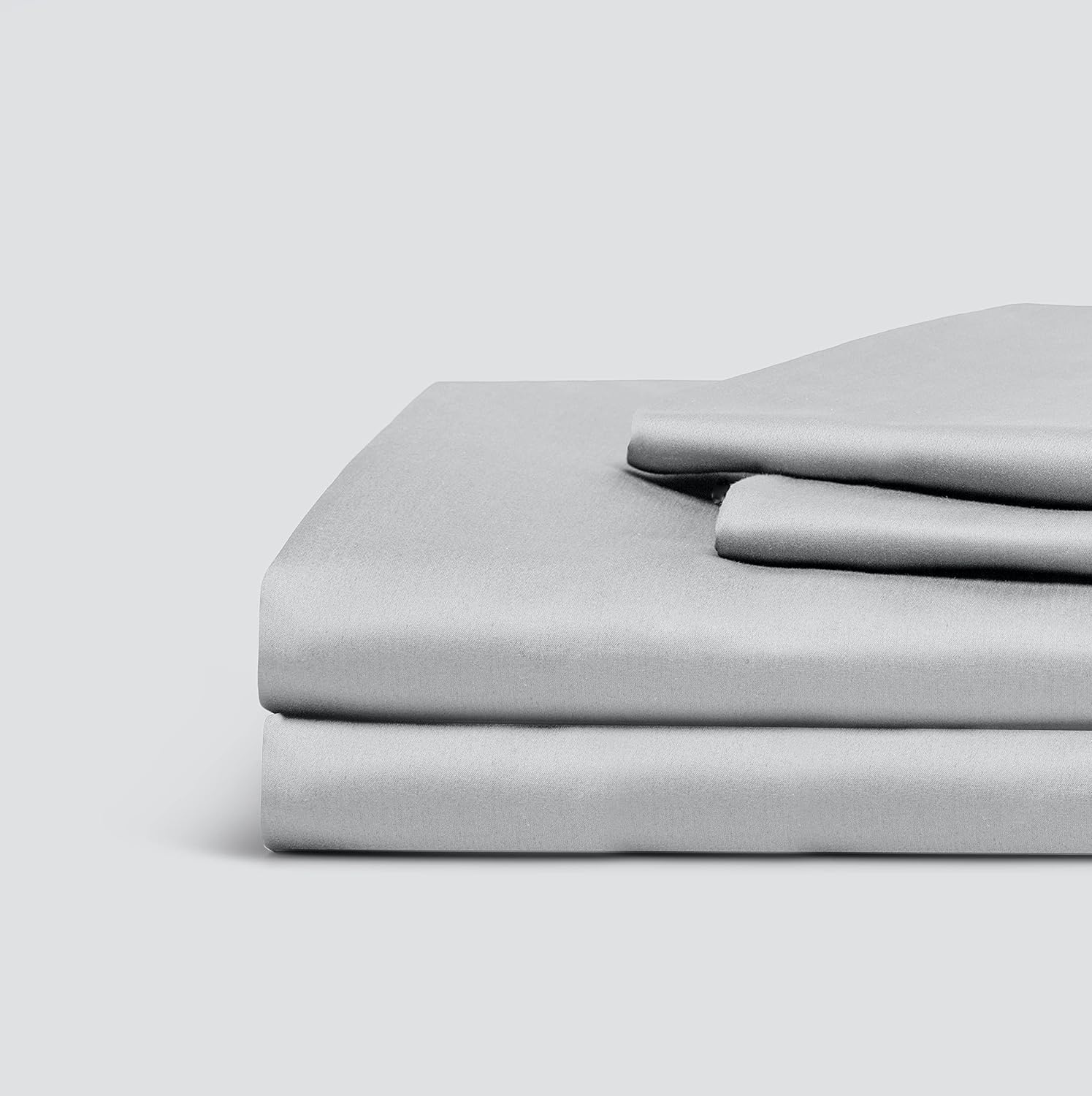 Everspread 300 Thread Count Cotton Bed Sheets (4 Piece Sheet Set) - Full Size, Light Gray. 100% Natural Long Staple Cotton Bedding, Ultra-Soft & Silky Sateen Weave. Fits Mattress up to 16 inches