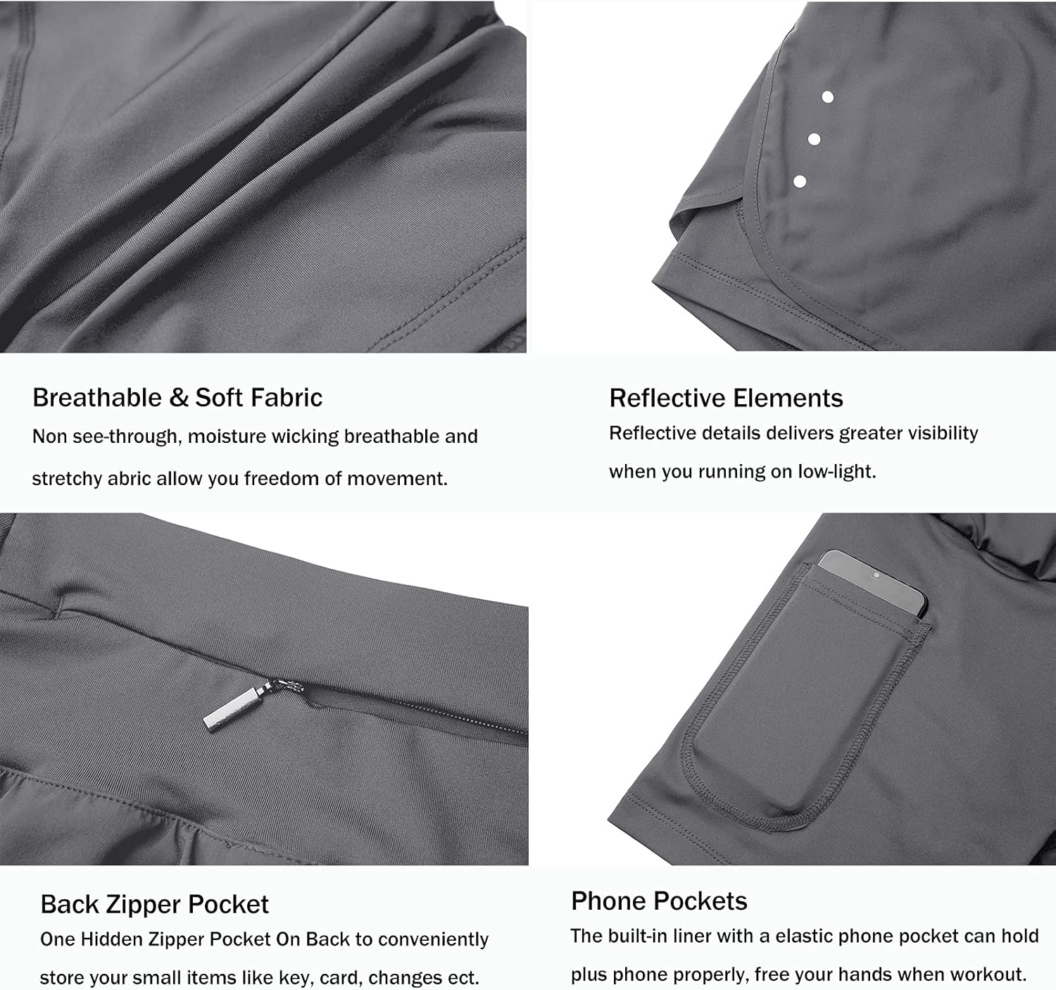 Ksmien Women's 2 in 1 Running Shorts - Lightweight Athletic Workout Gym Yoga Shorts Liner with Phone Pockets : Clothing, Shoes & Jewelry
