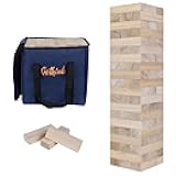 GOTHINK Giant Tumble Tower Game, Large Tumbling Tower Stacking to Over 3.2 FT 60pcs Wooden Jumbo Blocks for Outside Yard Games w/Carry Case Timber Stacking Game Night Toy Gift for Kids Adults Family