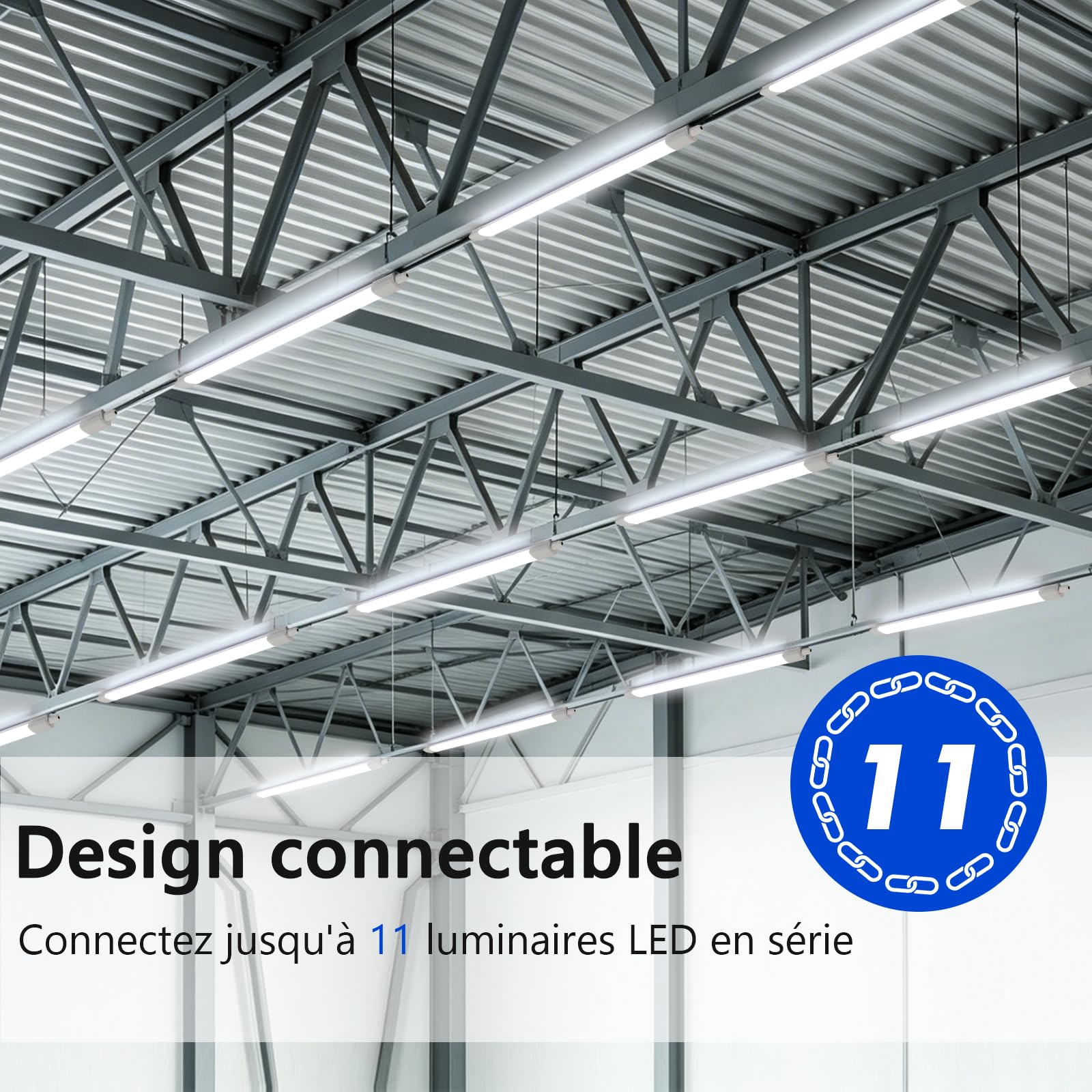 Dorlink Lot de 2 Réglette LED 120 cm, LED 36W 5500LM 6500K Umière Froide Blanche IP65 extérieur étanche Connectable, Tubes Lumineux pour garage, Cave,entrepôt, bureau, atelier, éclairage de cuisine