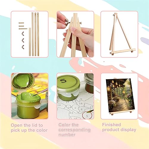 Vista 191 de xackcme Pintura de montaña por números para adultos, pintura de paisaje por número sobre lienzo sin marco, pintura al óleo de paisaje lunar