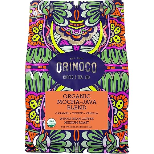 Orinoco Organic Mocha-Java Blend 2.5lb bag, Medium Roast, Whole Bean Coffee, 100% Organic Fair Trade Arabica beans…