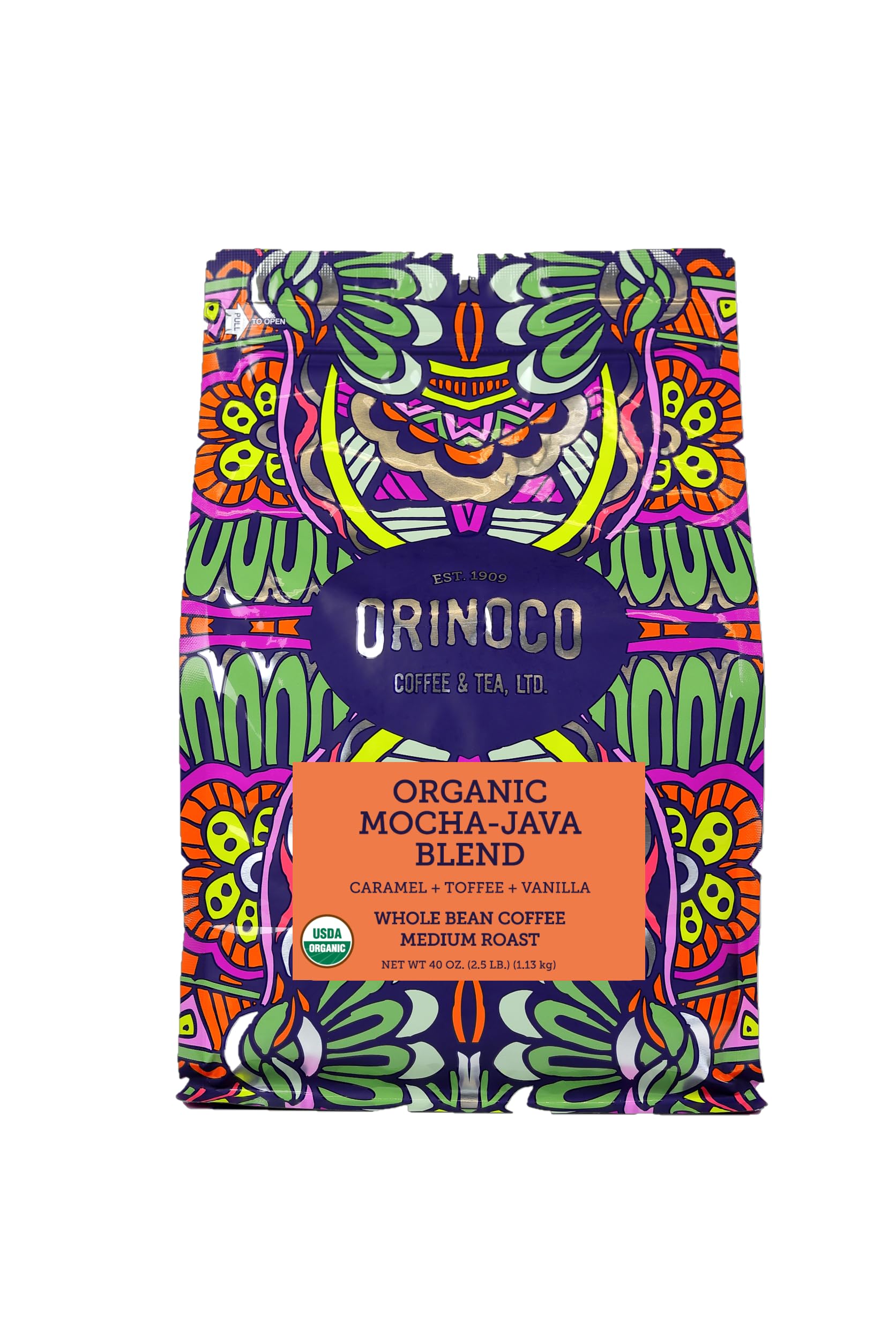 Orinoco Organic Mocha-Java Blend 2.5lb bag, Medium Roast, Whole Bean Coffee, 100% Organic Fair Trade Arabica beans…