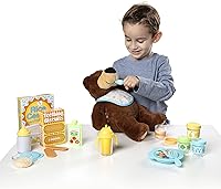 Vista 3 de Melissa & Doug Mine to Love - Juego de comida para muñecas con botella, tarros de comida para bebé, bolsa de aperitivos y más (24 unidades)