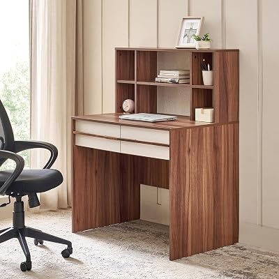 Centre Shoji Study Desk | Engineered Wood | Brown