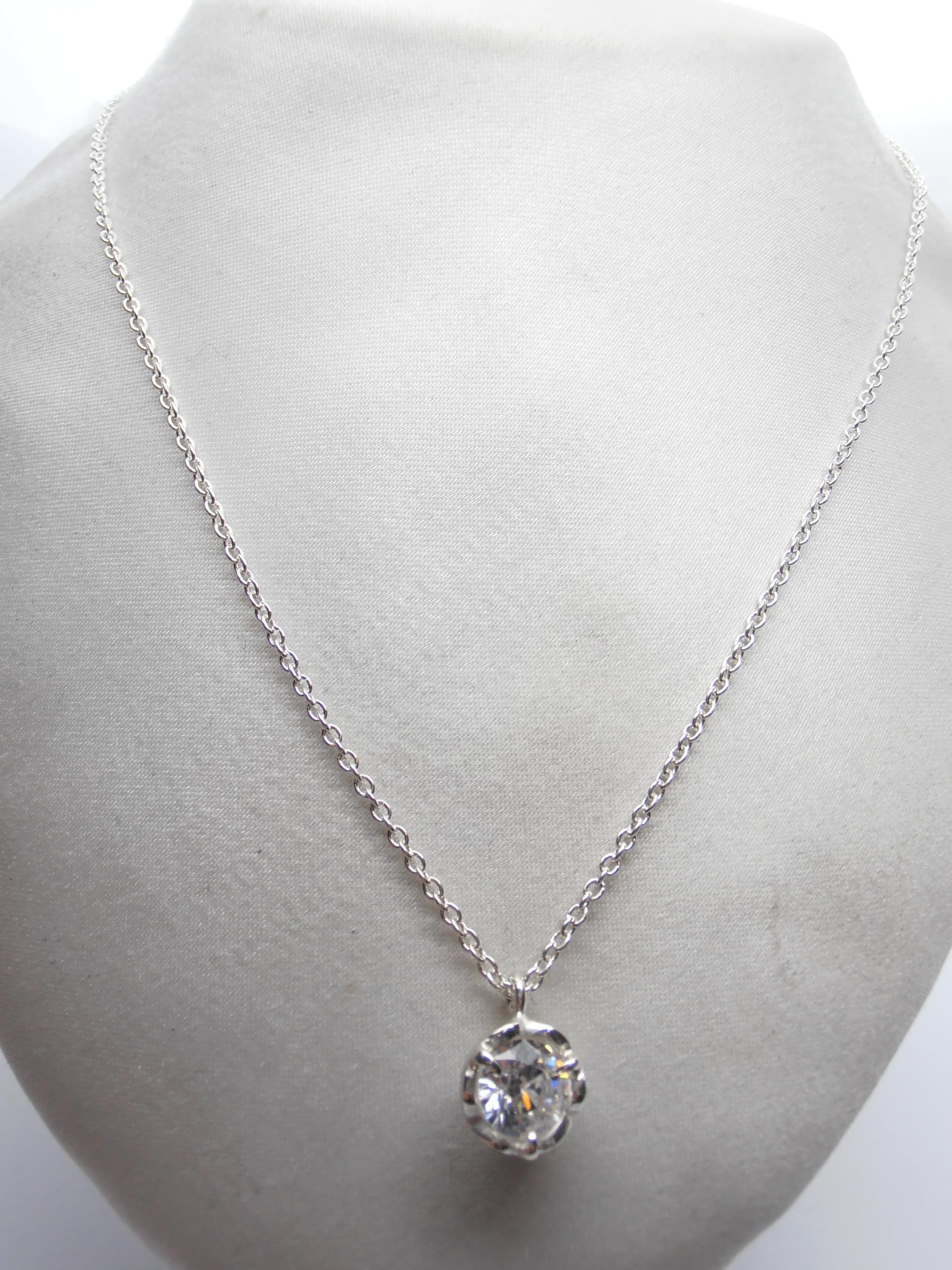 Punto Luce : Girocollo e Ciondolo in Argento 925 con Zircone taglio Brillante - Pendente - Catenina - Collana Pietra Semi-Preziosa