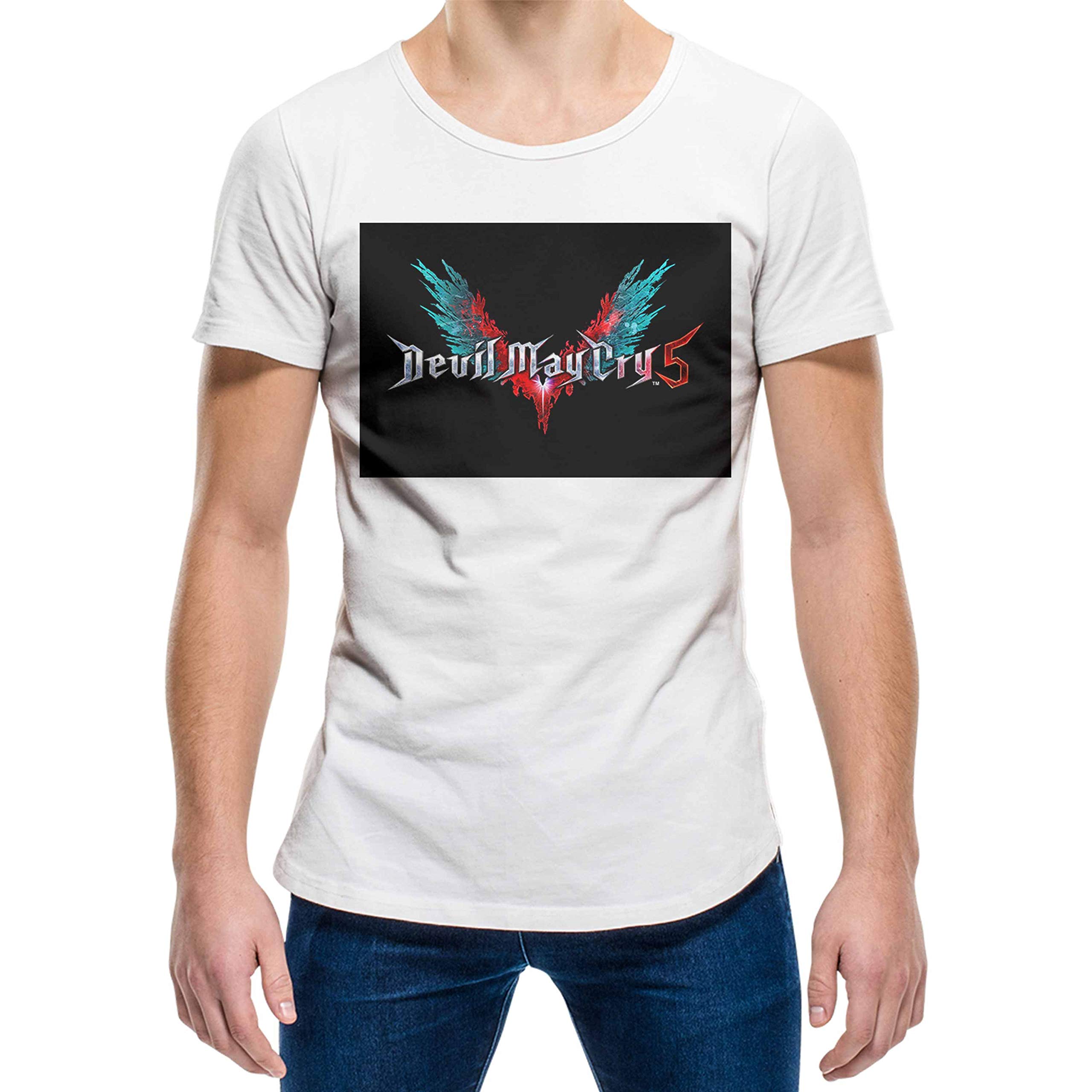 Upteetude Devil May Cry White Round Neck Graphic T Shirt For Men XX-Large