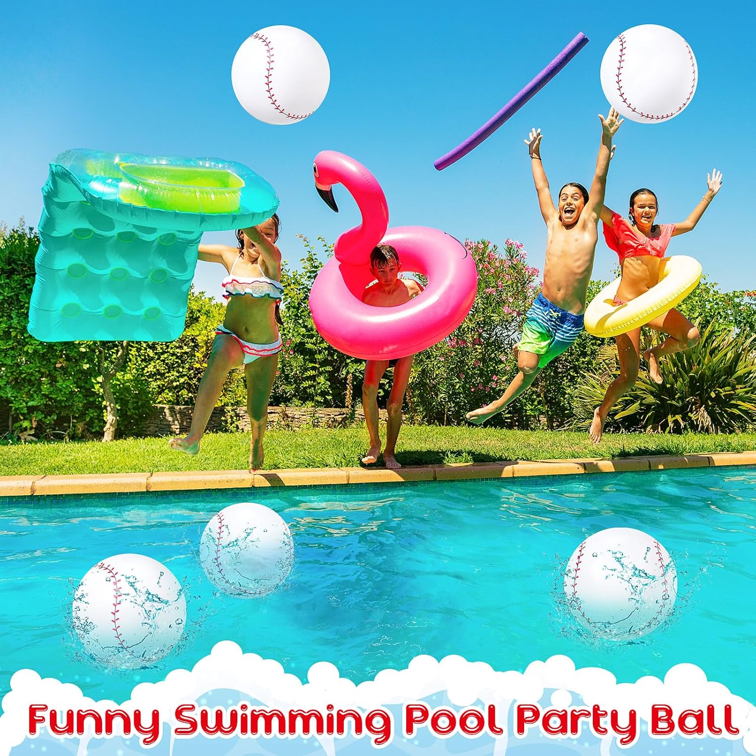 Wettarn 24 Pieces Inflatable Baseball Beach Ball 12 Inches Baseball Party Favors White Swimming Pool Party Ball Baseball Beach Game Toys for Summer Outdoor Beach Pool Sports Game Party Supplies image 7 of 7 B0BYNFBXHB