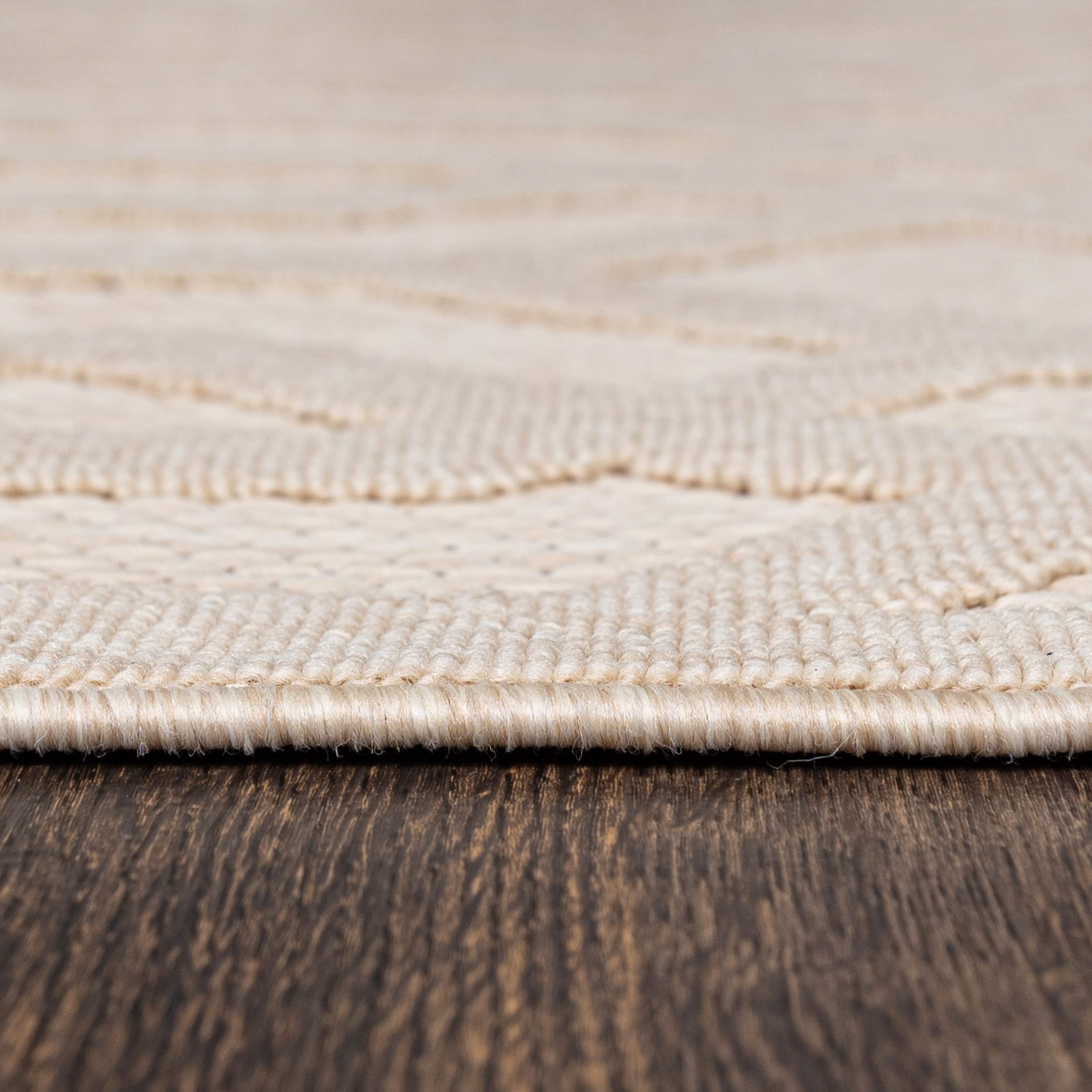 Mazovia Tappeto da Esterno Balcone 80x150cm Crema Geometrico Pelo Corto | Tappeto da Giardino per Terrazza Beige Resistente Alle Intemperie Facile da Pulire Resistente All'acqua Robusto Sintetico