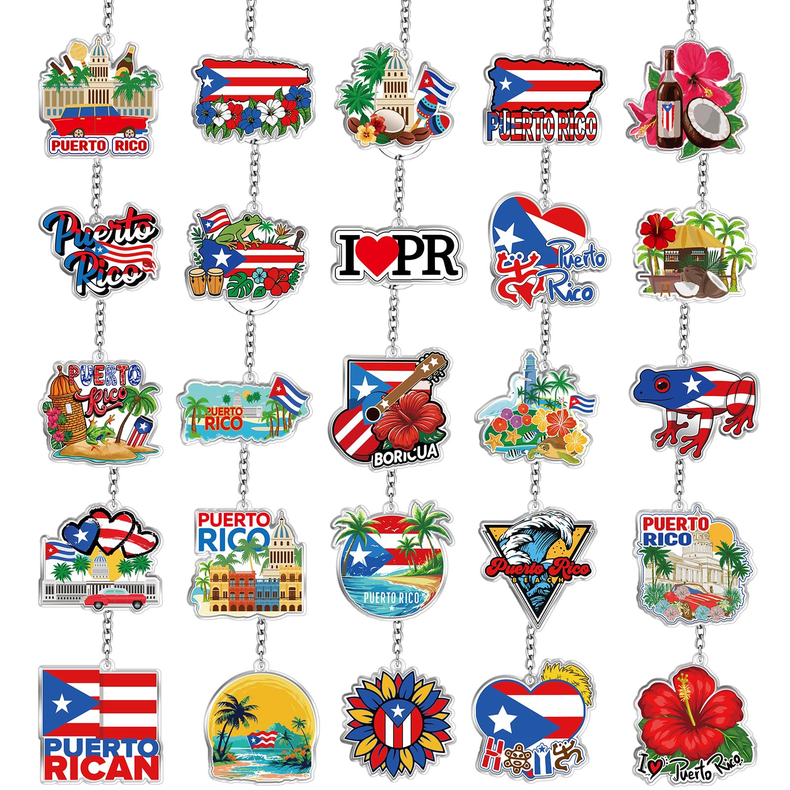 Sureio 25 Pcs USA Souvenir Keychain Gifts Bulk California Los Angeles