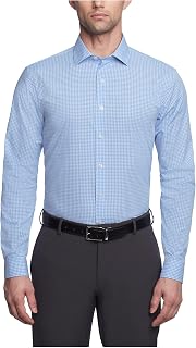 Kenneth Cole Men's Slim Fit Wrinkle-Free Patterned Dress Shirt - Checks & Stripes Cotton Blend Button-Down