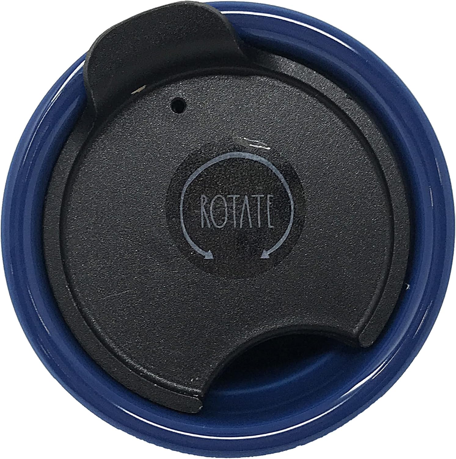 Rae Dunn by Magenta Ceramic Travel Cup with Rotating lid closure (20 oz, Red Wine And Blue/Blue)