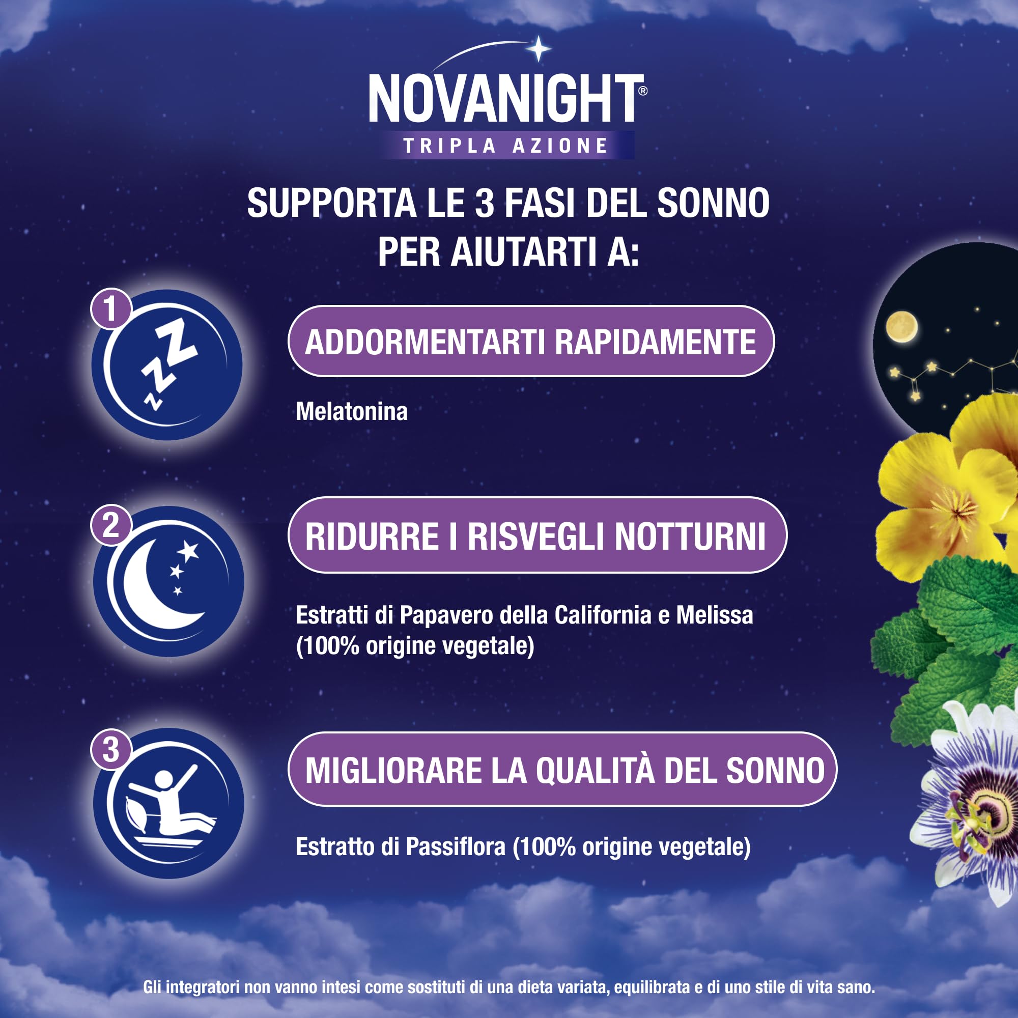 Novanight, Idee Regalo Tazza Thun in Omaggio con Novanight Tripla Azione Melatonina per Dormire, Integratori, Disturbi del Sonno - Escolzia, Passiflora, Melissa (70+70 Compresse)
