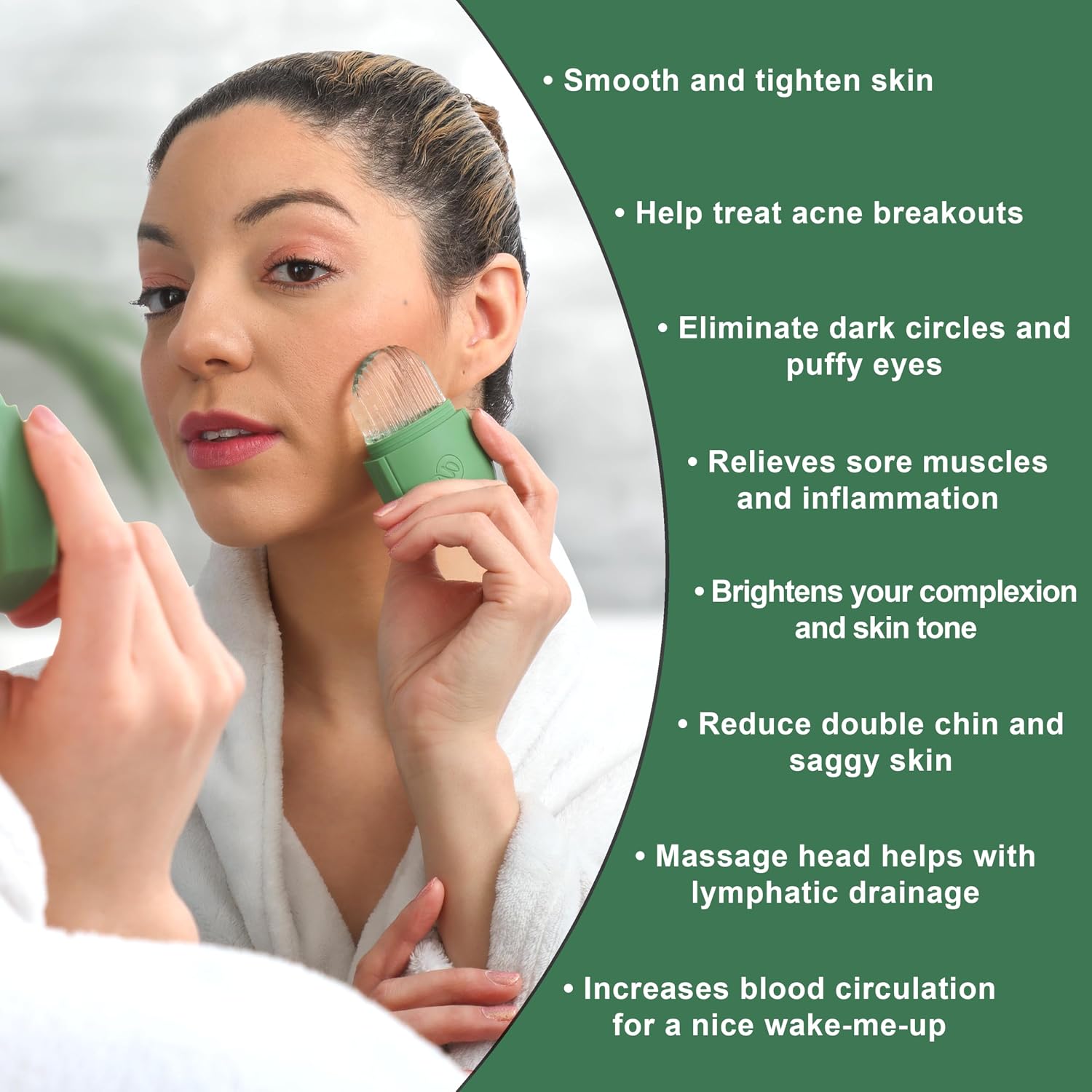 Ice Roller For Face - Face Massager Tool To Tighten Skin, Reduce Eye Puffiness & Migraine Relief - Ice Face Roller For Wrinkles and Lifting - Reuseable Ice Cube For Skincare Routine