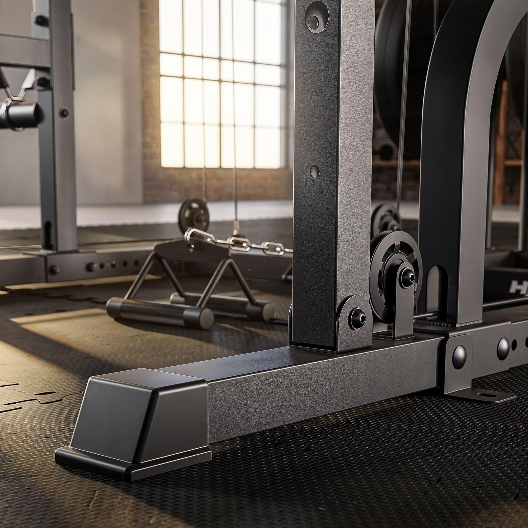 Hop-Sport Power Rack HS-2090K mit Latzug und Smith-Maschine, Power Cage mit Kabelzug, Klimmzugstange, Dip-Barren, Landmine, Multipresse und Sicherheitsablagen, Kraftstation Home Gym
