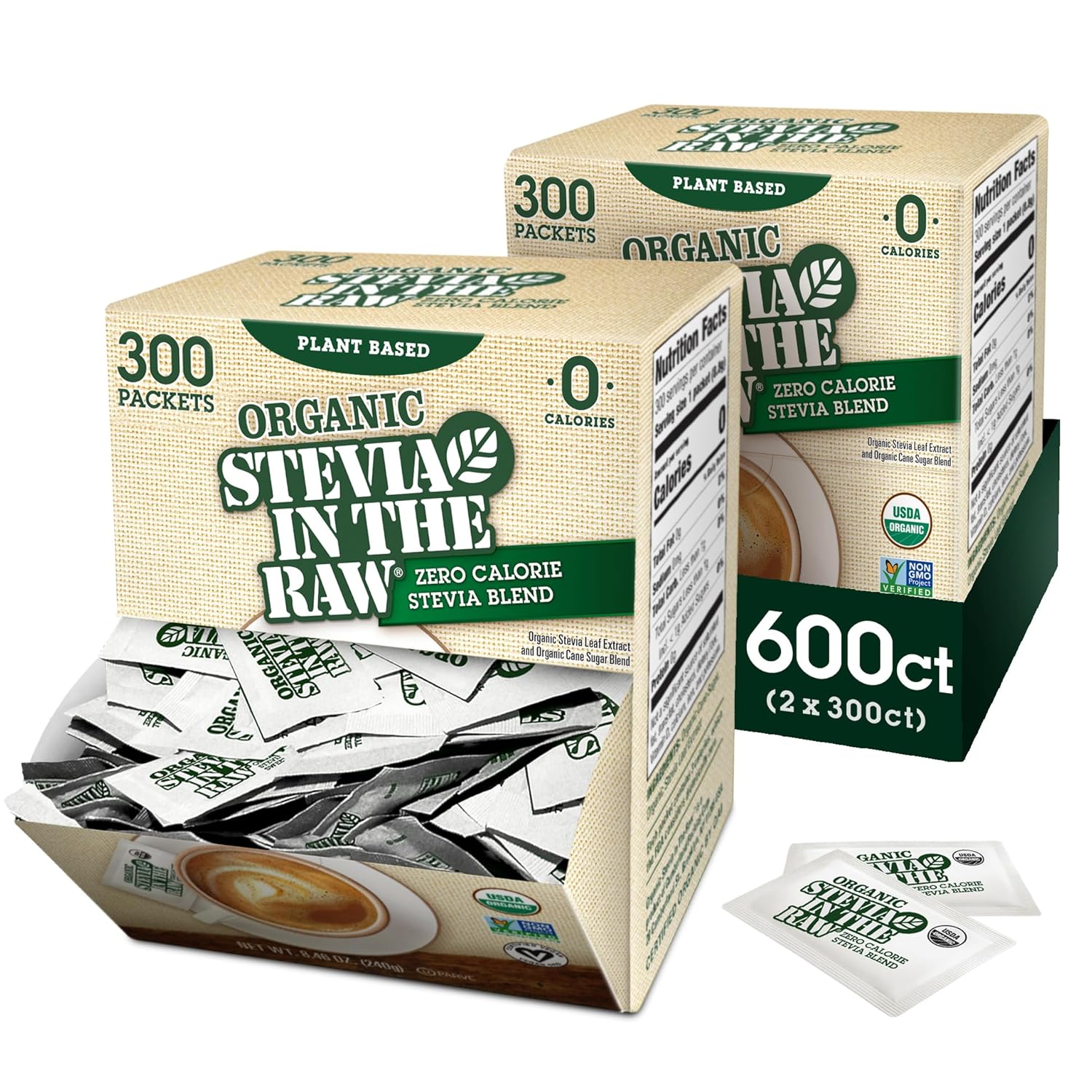 Stevia In The Raw Organic Stevia Packets 300 Count (2 Pack)