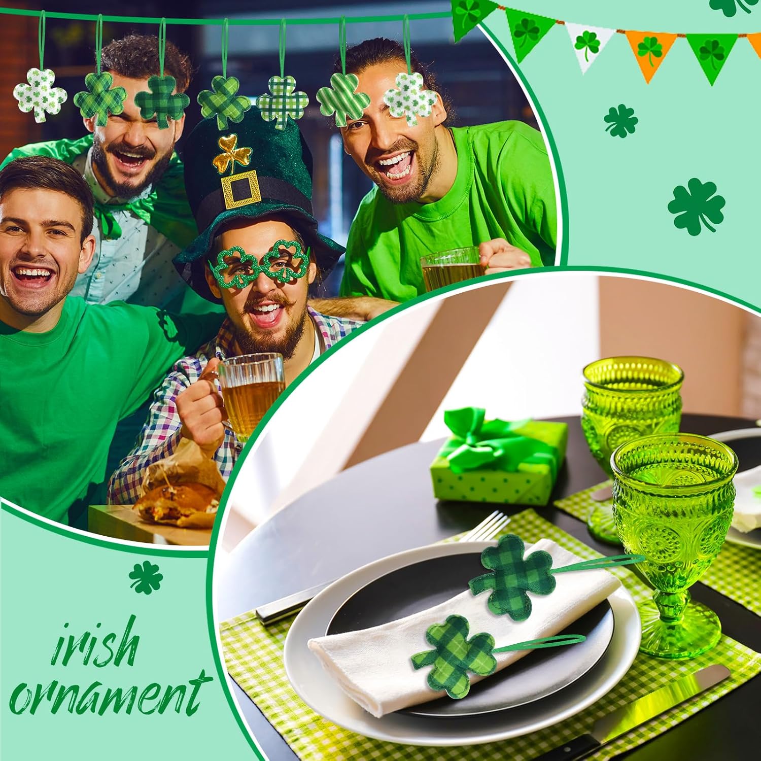 Jutom 108 Pcs Easter Egg Rabbit Ornaments Shamrock Felt Heart Hanging Ornaments Heart Shaped Clover Baubles Shamrock Egg Felt Decoration for Holiday Favor (Lovely)