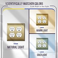 Vista 42 de ENERLITES Placa de pared de metal dúplex para receptáculos, cubierta de salida de acero inoxidable, resistente a la corrosión, tamaño de 1 banda