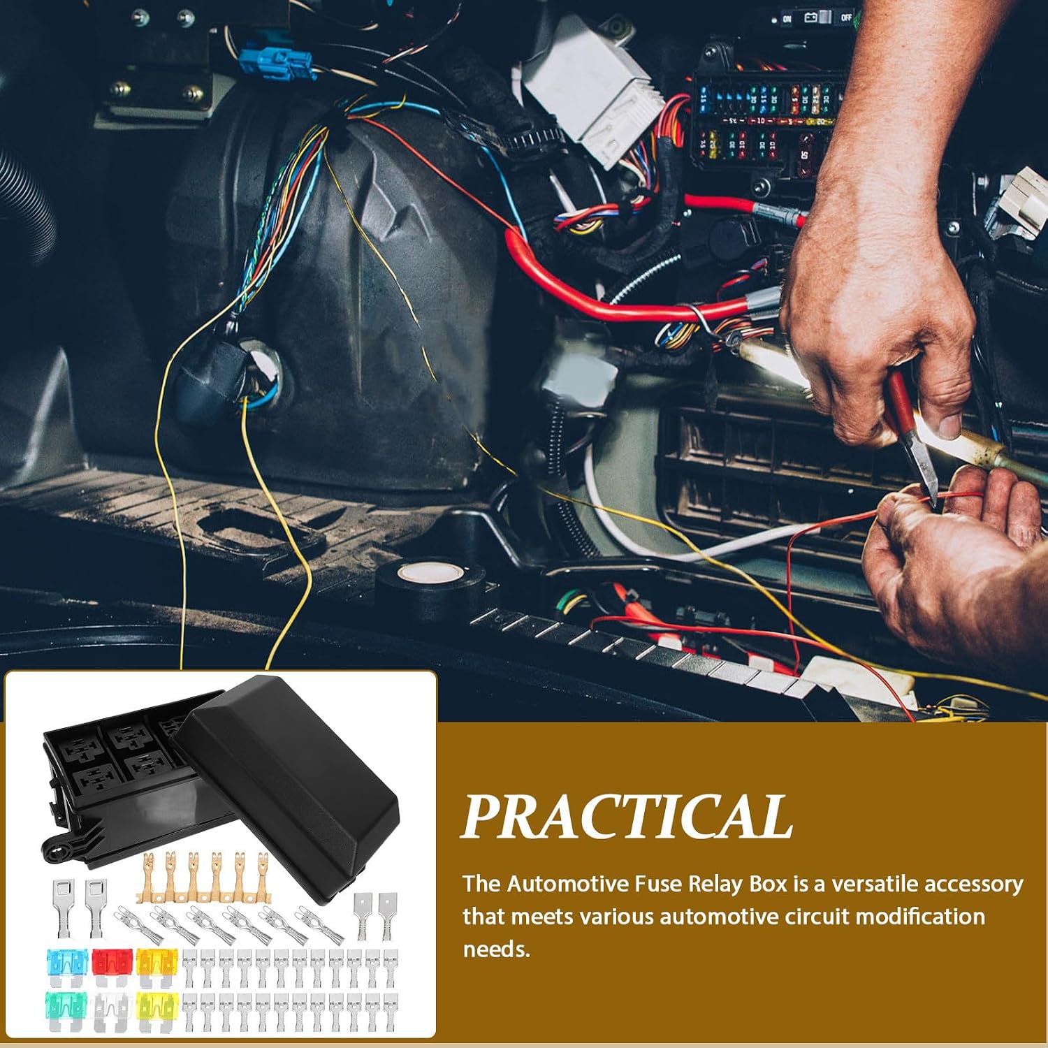 Automotive Fuse Relay Box 6 Way Car Fuse Block with Relay Holder Plastic Sturdy Stylish Design for Car Interior Replacement Electrical Accessory