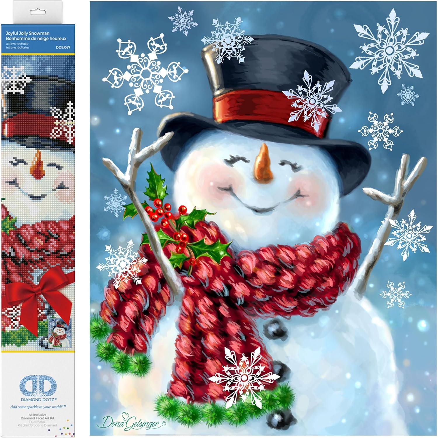 DIAMOND DOTZ Joyful Jolly Snowman Diamond Painting Kits for Adults - Diamond Art Kits a Relaxing Creative Craft Kit with Dotz Gems 18x14