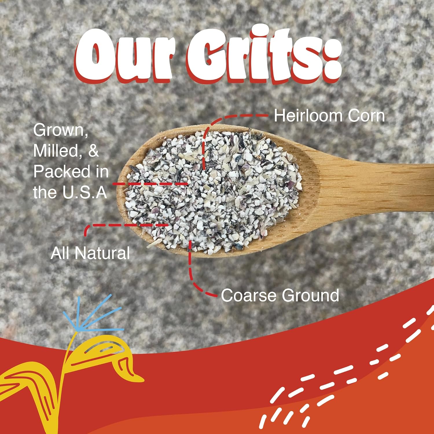 Western Blue Corn Grits, Native American Grown, Coarse Ground Heirloom, Non-GMO, Gluten Free Grits, 1.5 lb